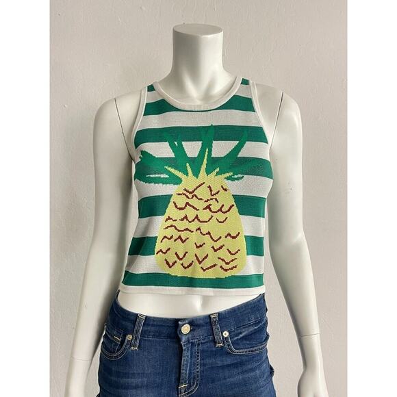 Staud S Pineapple Playa Tank Top Cabana Stripe Stretch Knit Resort Vacation NEW - Picture 2 of 9